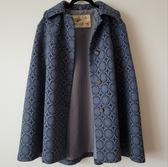 Vintage Welsh Wool Tapestry Cape Dillad Corwgl Coracle Clothes - Picture 7 of 16
